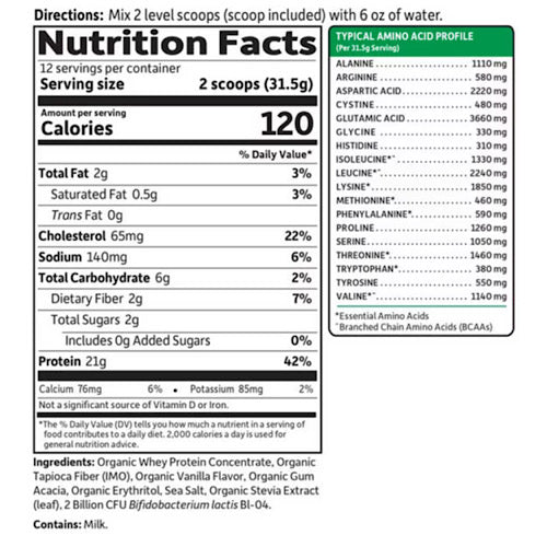 Garden of Life, Organic Whey Protein, Grass-Fed, Vanilla, 13.33 oz