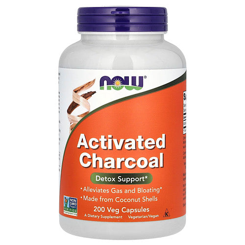 NOW Foods, Activated Charcoal, 200 Veg Capsules 280 mg per Capsule