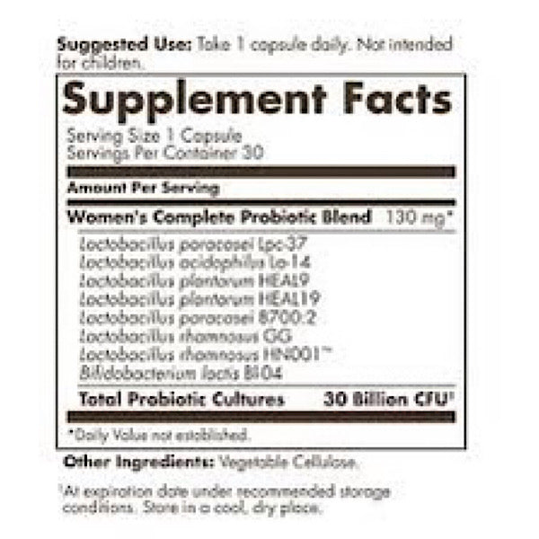 Solgar Women's Complete Probiotic 30B, 30 Veg Capsules