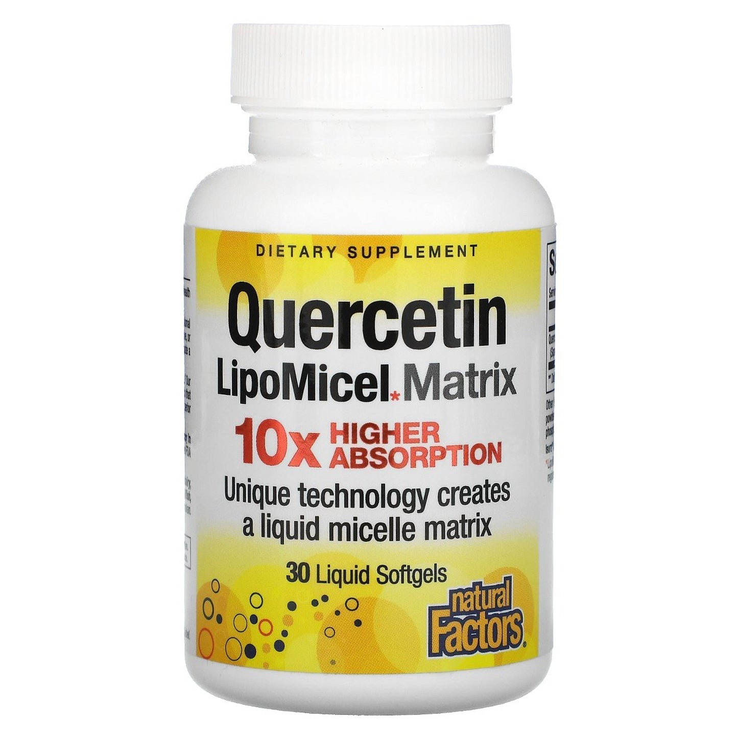 Natural Factors Quercetin LipoMicel Matrix, 30 Liquid Softgels