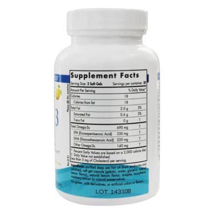 Nordic Naturals Omega-3 690 mg, Lemon, 60 Softgels