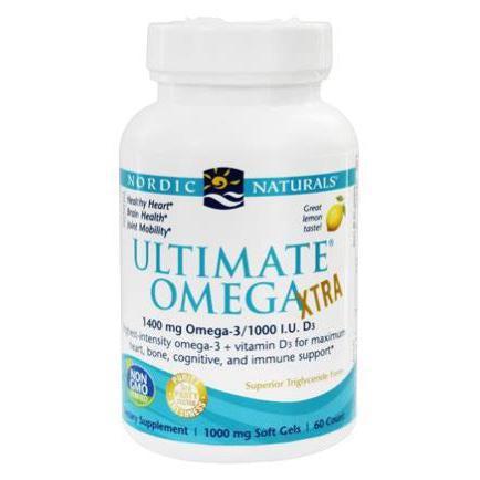 Nordic Naturals Ultimate Omega Xtra 1000 mg, Lemon, 60 Softgels