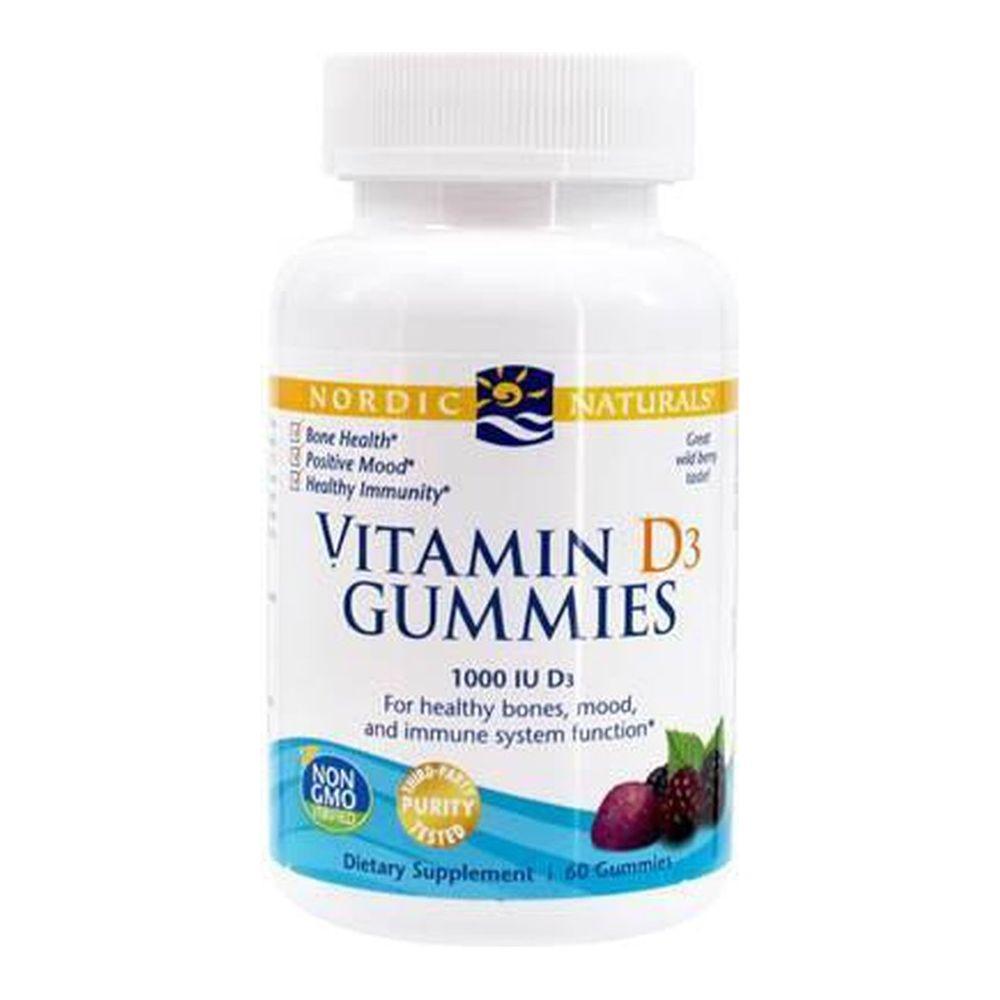 Nordic Naturals Vitamin D3 Gummies 1000 IU, Wild Berry, 60 Gummies