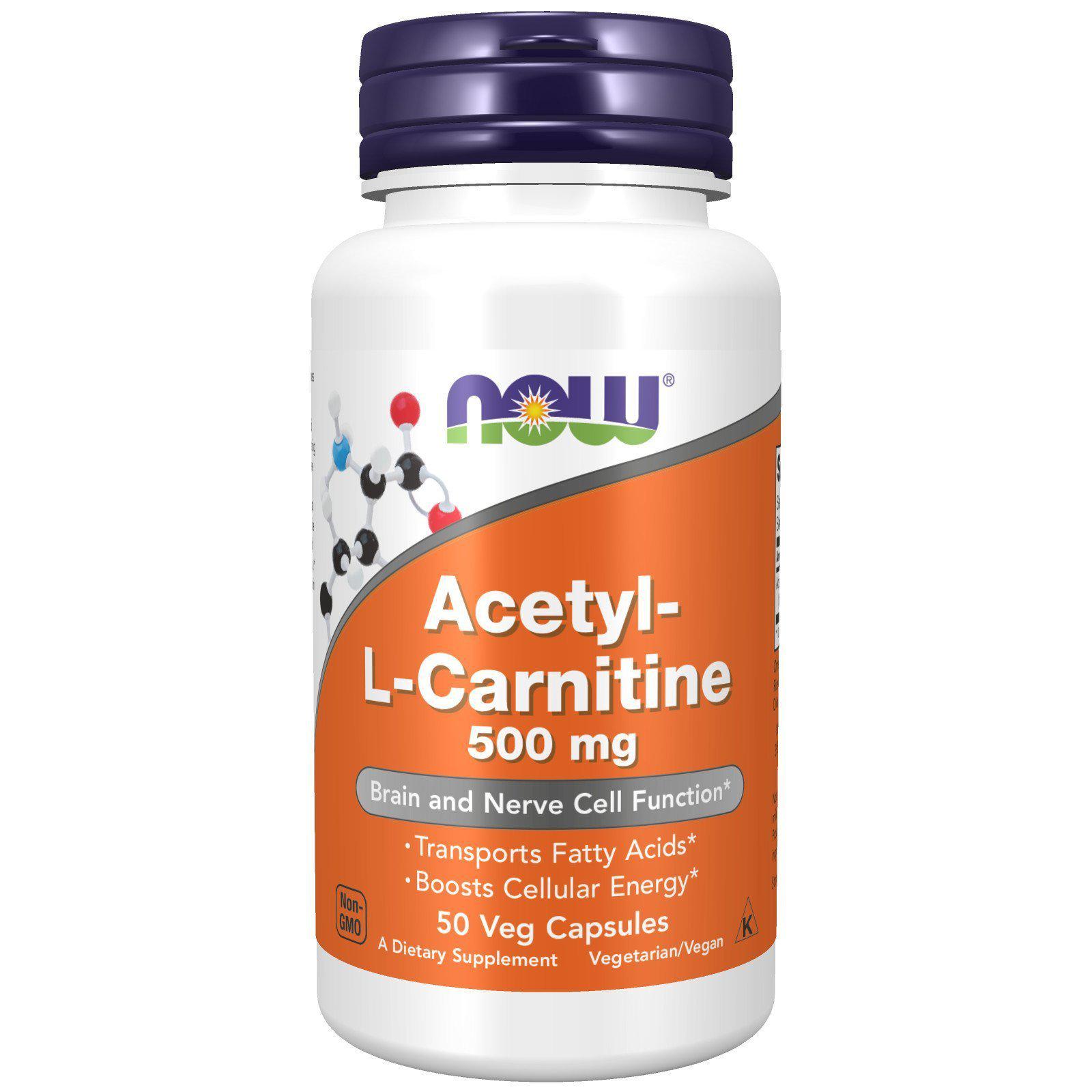 Now Foods, Acetyl-L Carnitine 500 mg, 50 Capsules