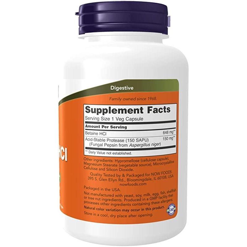 Now Foods, Betaine HCL 648 mg, 120 Veg Capsules