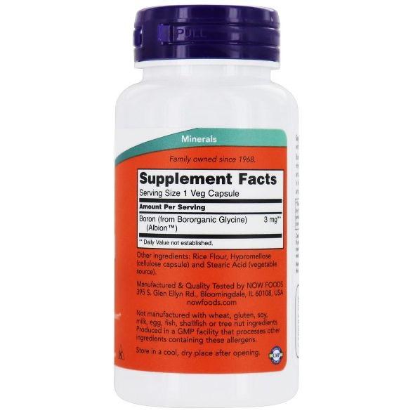 Now Foods, Boron 3 mg - 100 Veg Capsules