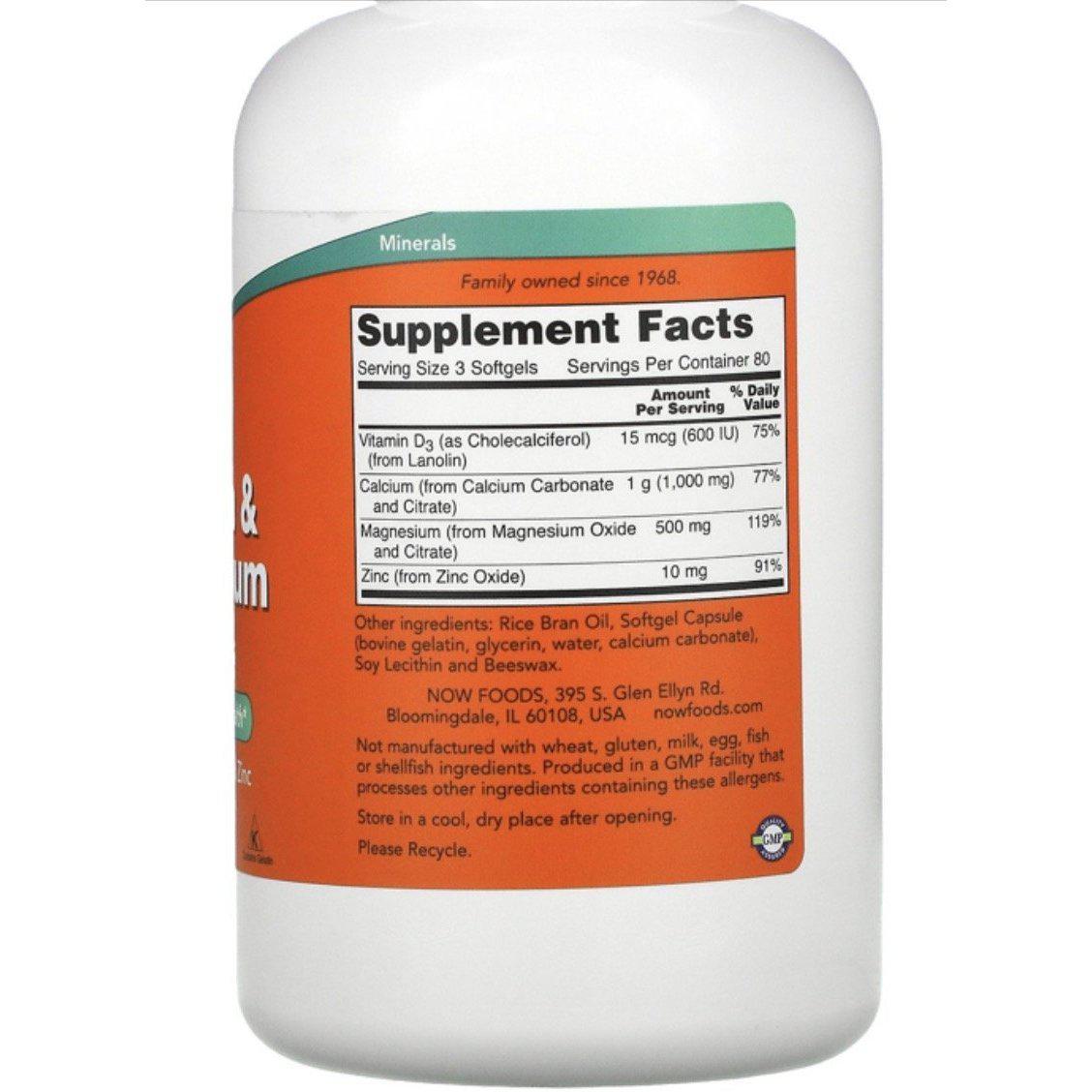 Now Foods, Calcium & Magnesium + D - 240 Softgels