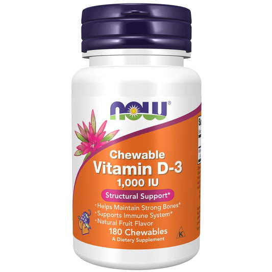 Now Foods, Chewable Vitamin D-3, Fruit Flavor, 1,000 IU, 120 Chewables