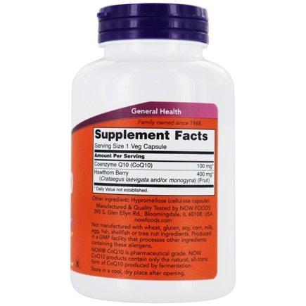 Now Foods, CoQ10 100 mg w/ Hawthorn Berry, 180 Veg Capsules