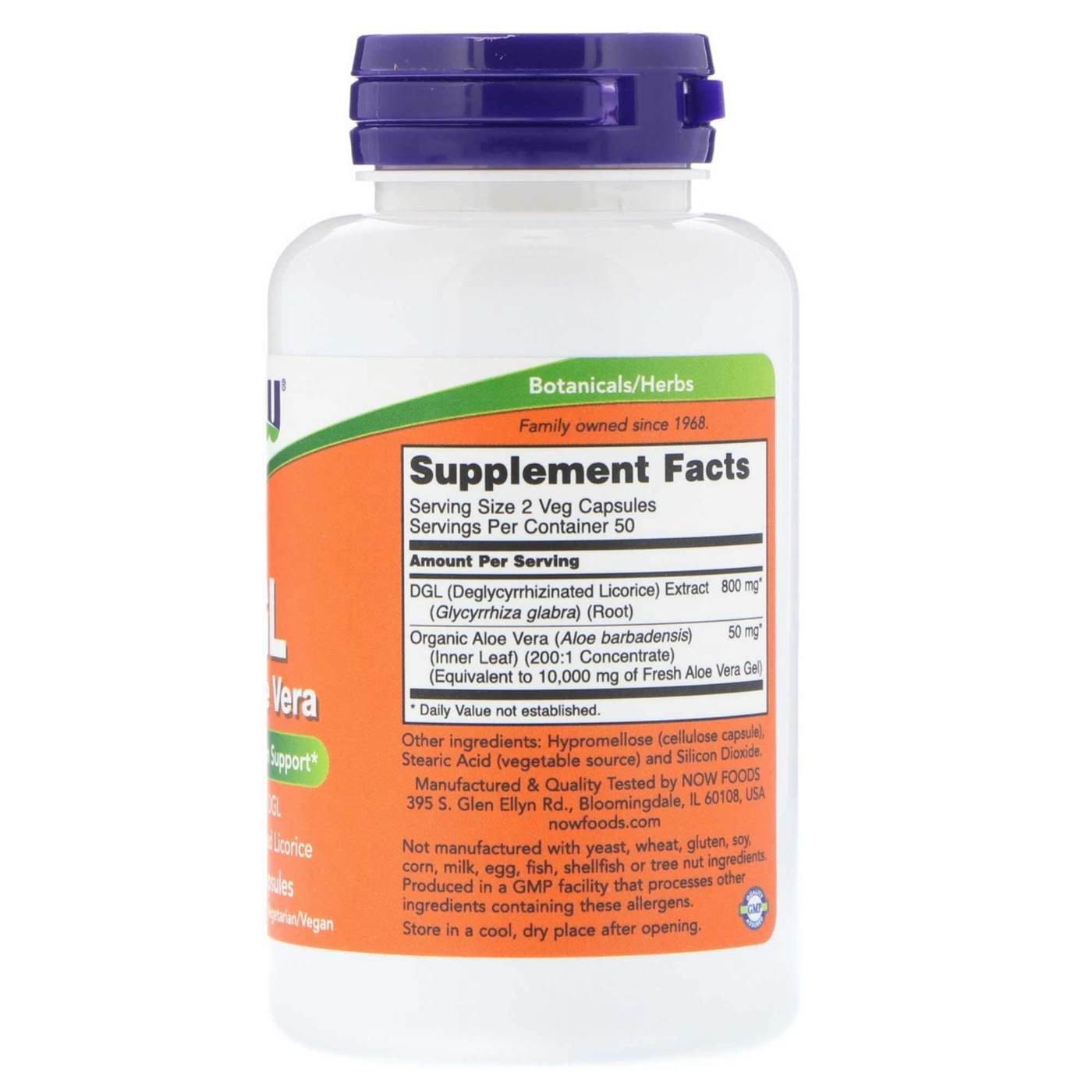 Now Foods, DGL w/ Aloe Vera , 100 Veg Capsules