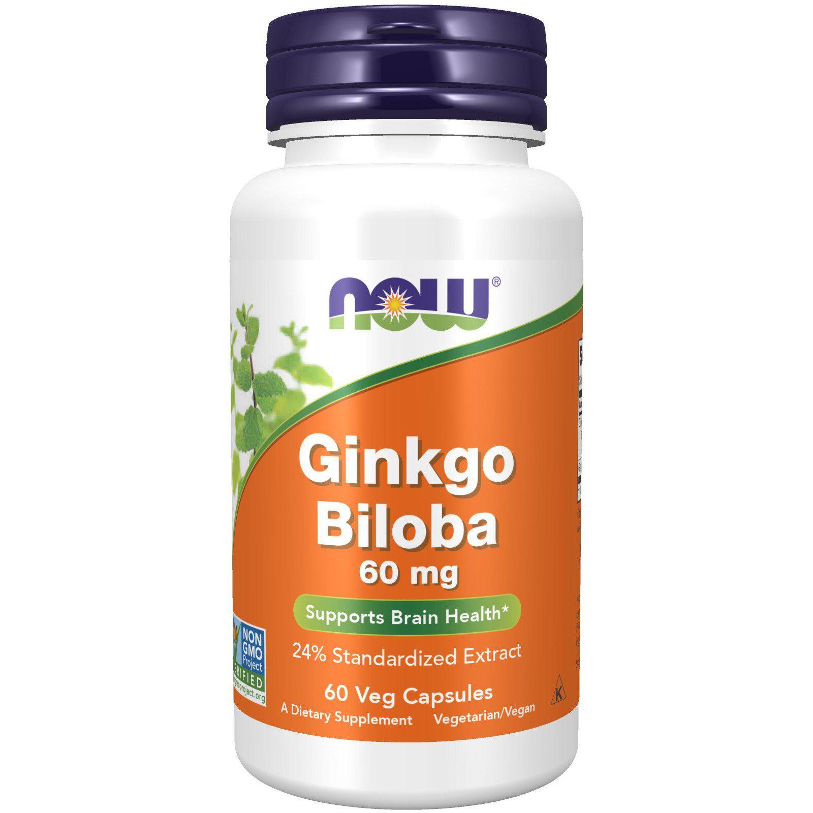 Now Foods, Ginkgo Biloba 60 mg, 60 Veg Capsules