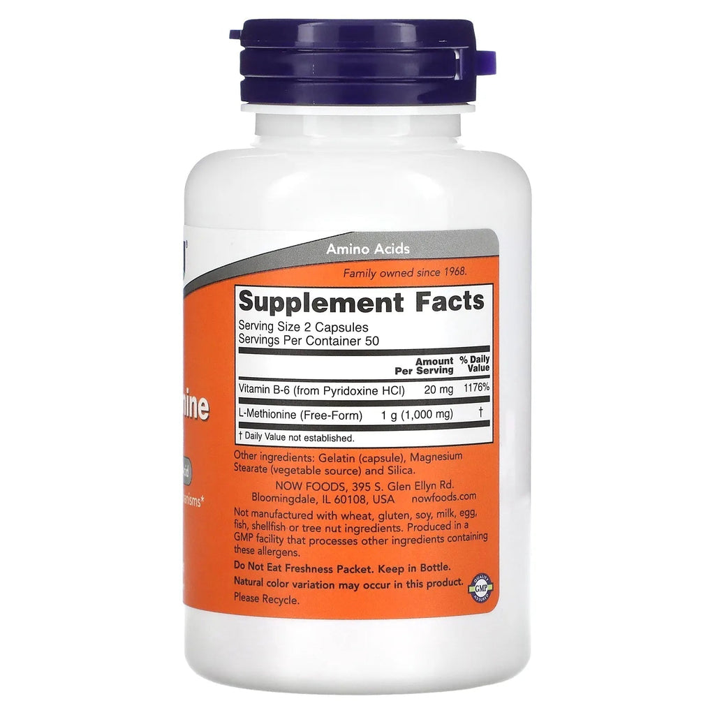 Now Foods, L-Methionine 500 mg + B-6 10 mg, 100 Capsules
