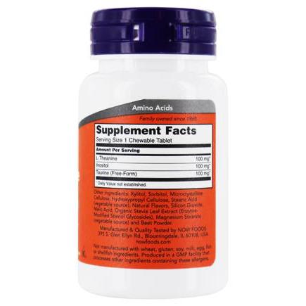 Now Foods, L-Theanine 100 mg, 90 Chewables