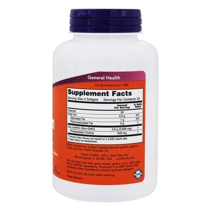 Now Foods, Lecithin, Non-GMO, 1200 mg - 100 Softgels