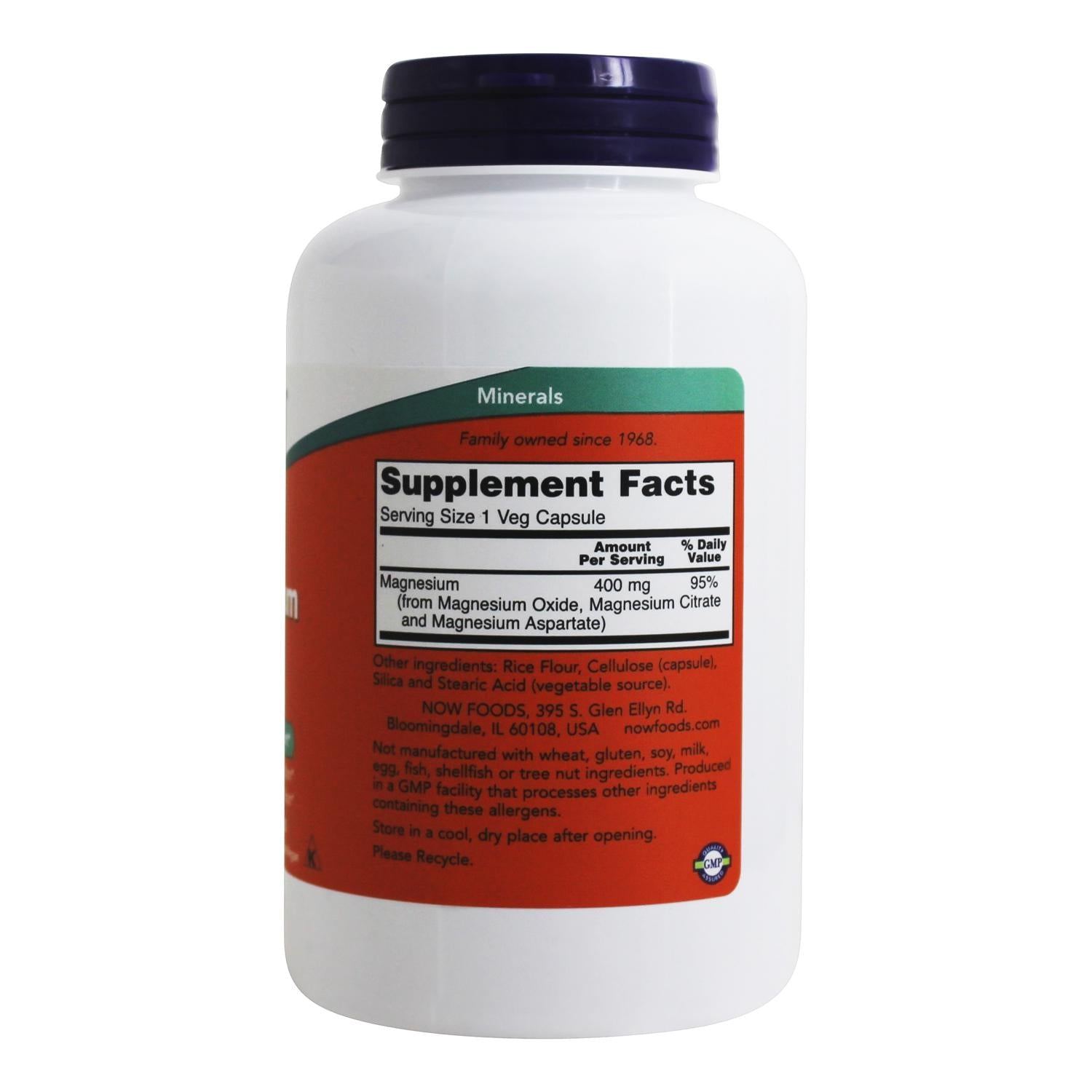 Now Foods, Magnesium Caps 400 mg, 180 Veg Capsules