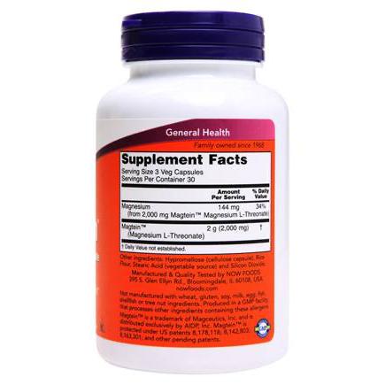 Now Foods, Magtein Cognitive Support - 90 Veg Capsules