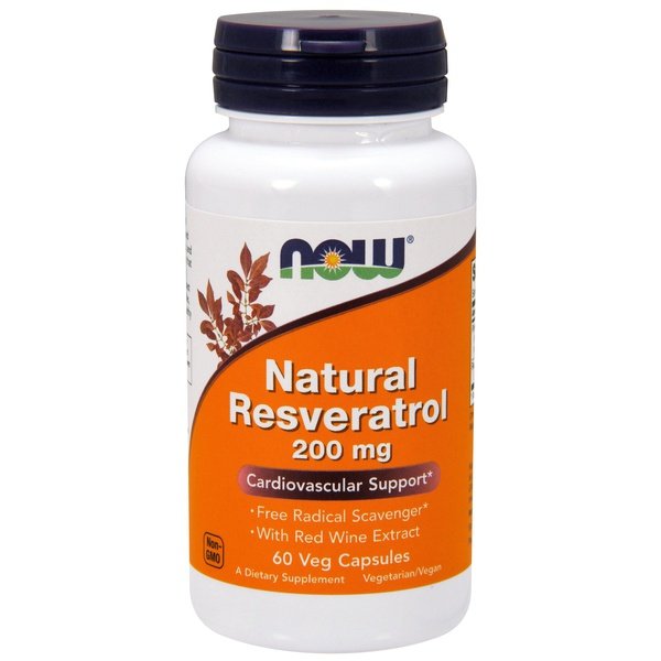 Now Foods, Natural Resveratrol 200 mg, 60 Veg Capsules