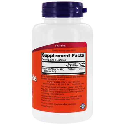 Now Foods, Niacinamide B-3 500mg, 100 Veg Capsules