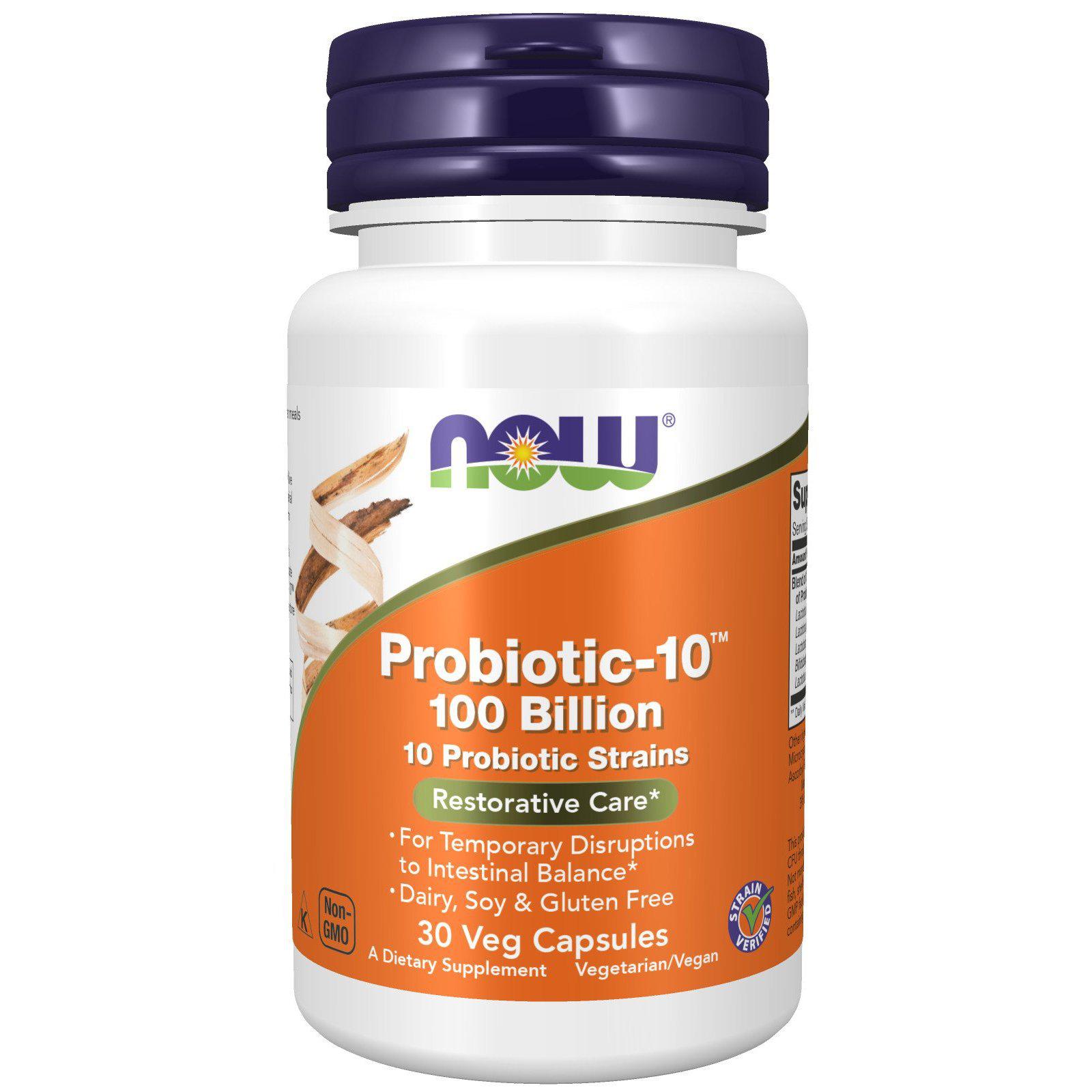 Now Foods, Probiotic-10, 100 Billion CFU, 30 Veg Capsules