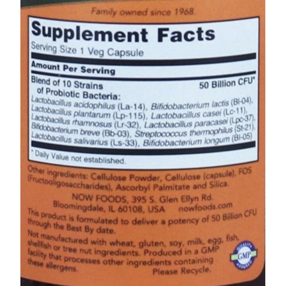 Now Foods, Probiotic-10, 50 Billion CFU, 50 Veg Capsules