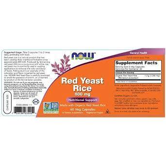 Now Foods, Red Yeast Rice 600 mg, 60 Veg Capsules