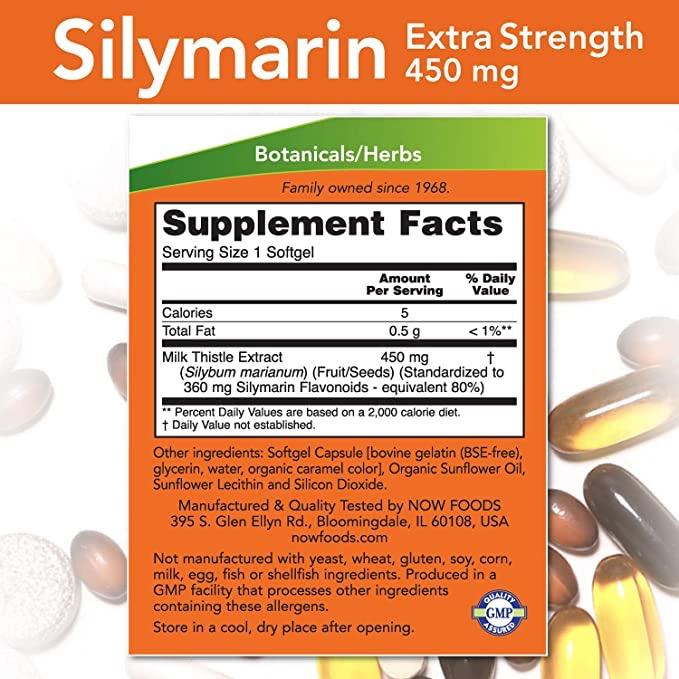 Now Foods, Silymarin Milk Thistle Extract Extra Strength 450 mg - 120 Softgels