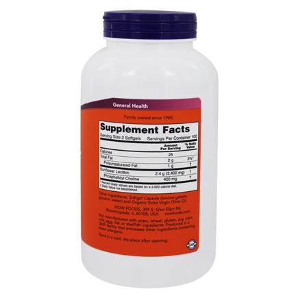 Now Foods, Sunflower Lecithin 1200 mg, 200 Softgels