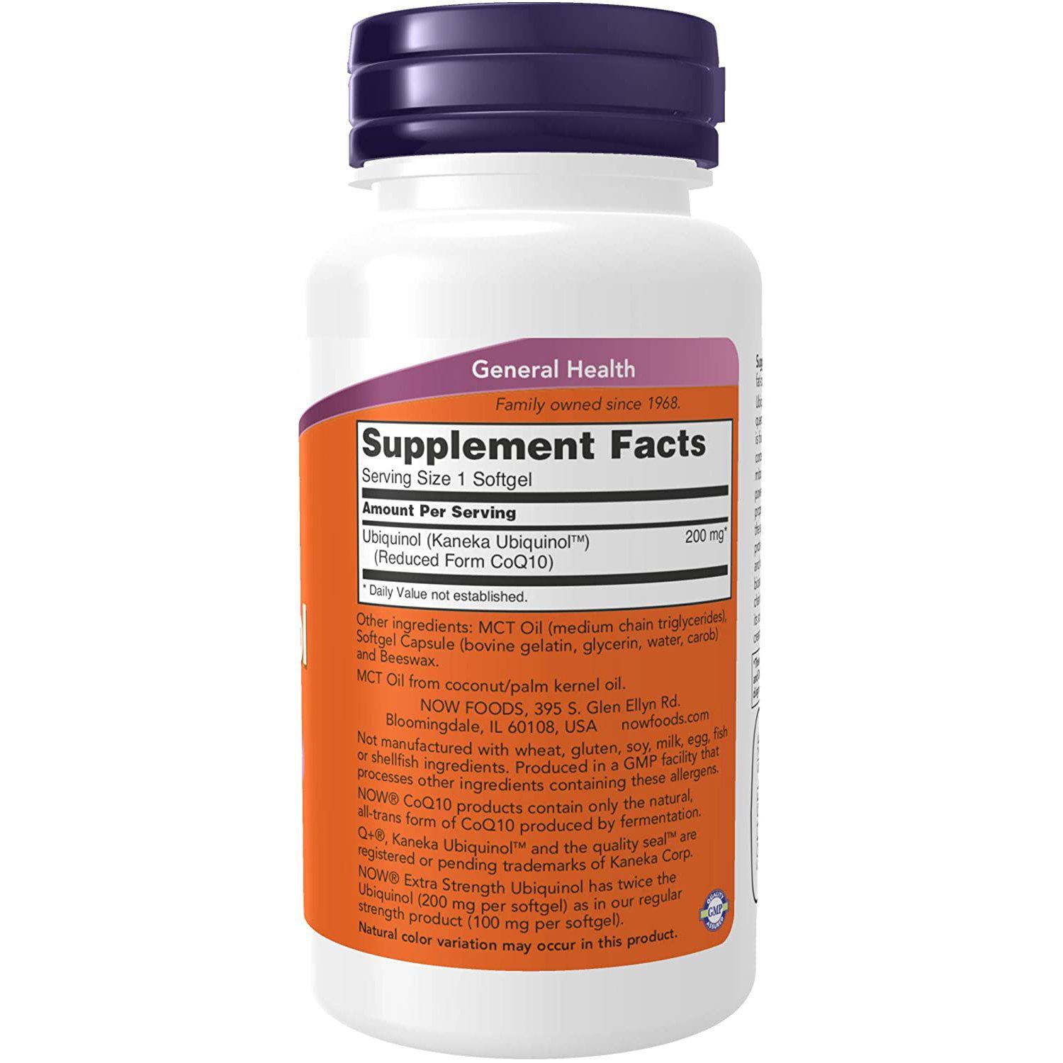 Now Foods, Ubiquinol 200 mg, Extra Strength, 60 Softgels