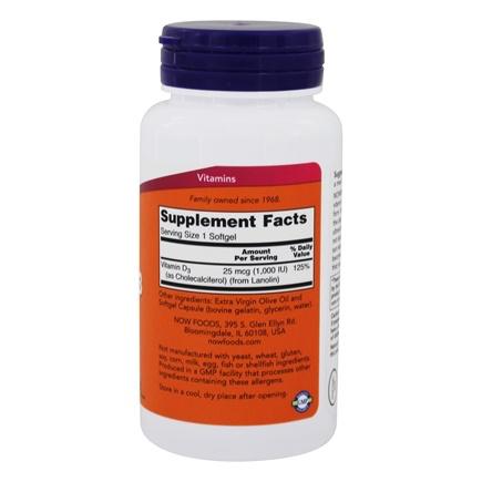 Now Foods, Vitamin D-3 1000 IU, 180 Softgels