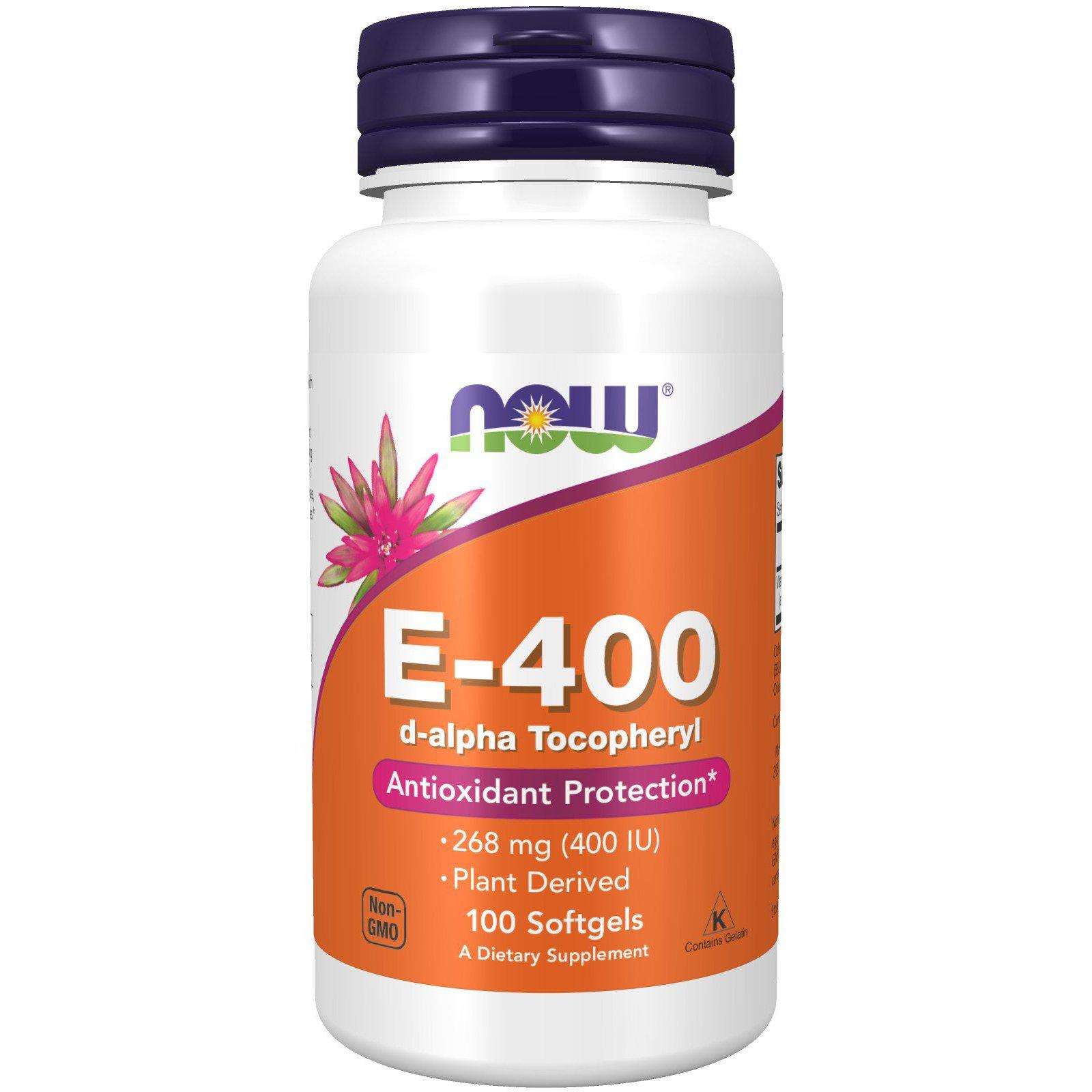 Now Foods, Vitamin E-400 IU - D-Alpha Tocopheryl Acetate - 100 Softgels