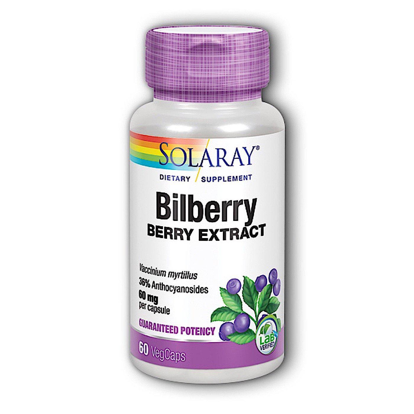 Solaray Bilberry Extract 60 mg, 60 VegCaps