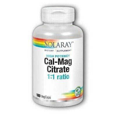 Solaray Cal-Mag Citrate 1:1 Ratio - 180 VegCaps