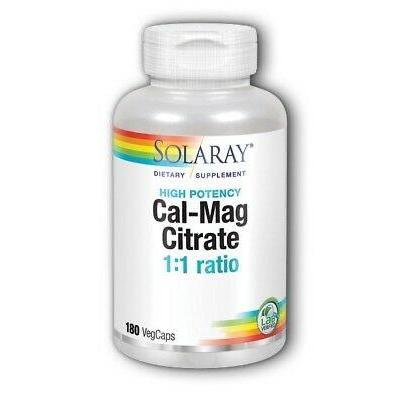 Solaray Cal-Mag Citrate 1:1 Ratio - 180 VegCaps