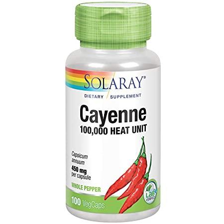 Solaray Cayenne Pepper 100,000 Heat Unit 450 mg, 100 VegCaps