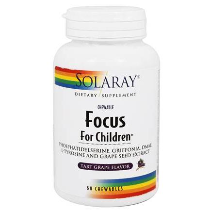 Solaray Focus For Children Tart Grape Flavor, 60 Chewables