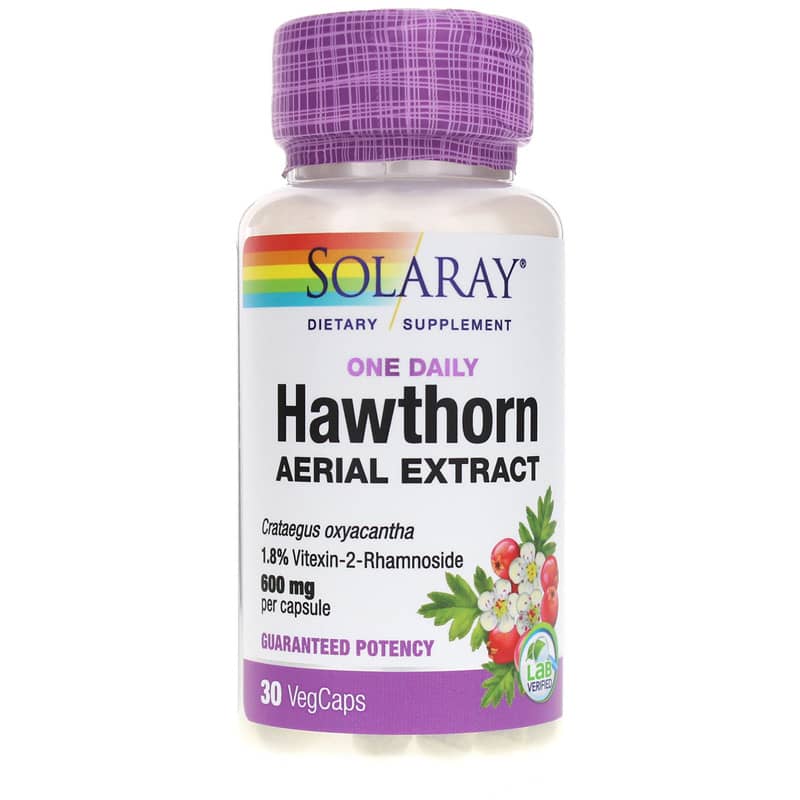 Solaray Hawthorn Aerial Extract 600 mg, One Daily - 30 VegCaps