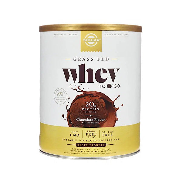 Solgar Grass Fed Whey to Go Protein Powder, Chocolate,36 oz