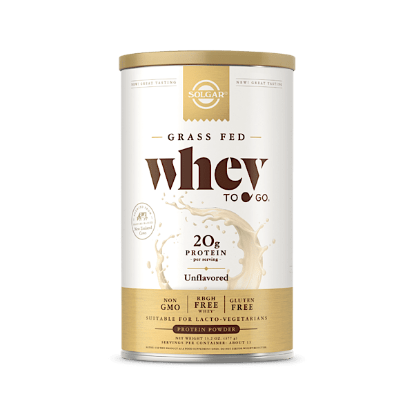 Solgar Grass Fed Whey to Go Protein Powder, Unflavored, 13.2 oz