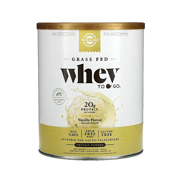 Solgar Grass Fed Whey to Go Protein Powder, Vanilla,33 oz