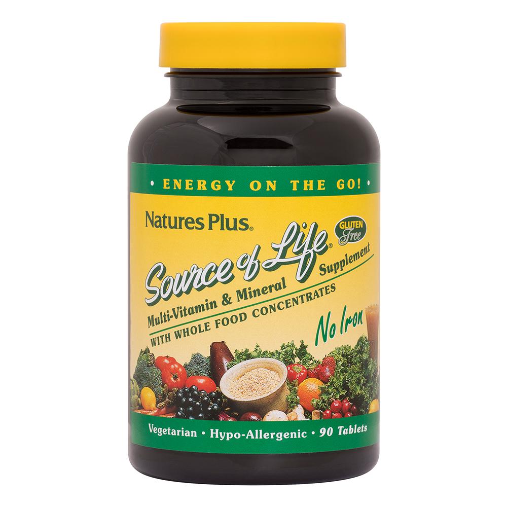 Source of Life No Iron - Whole Food Multivitamin & Mineral Supplement - 180 Veg Tablets