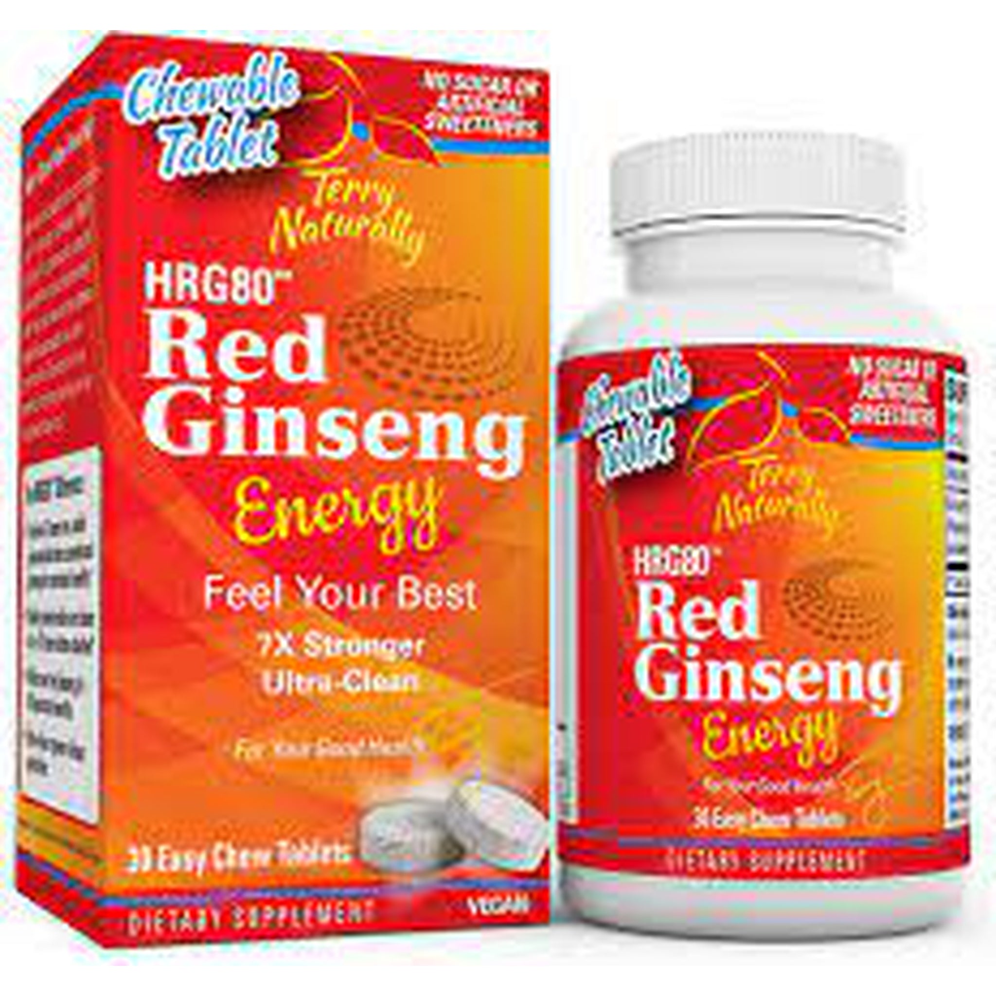 Terry Naturally HRG80 Red Ginseng Energy, 30 Chewables