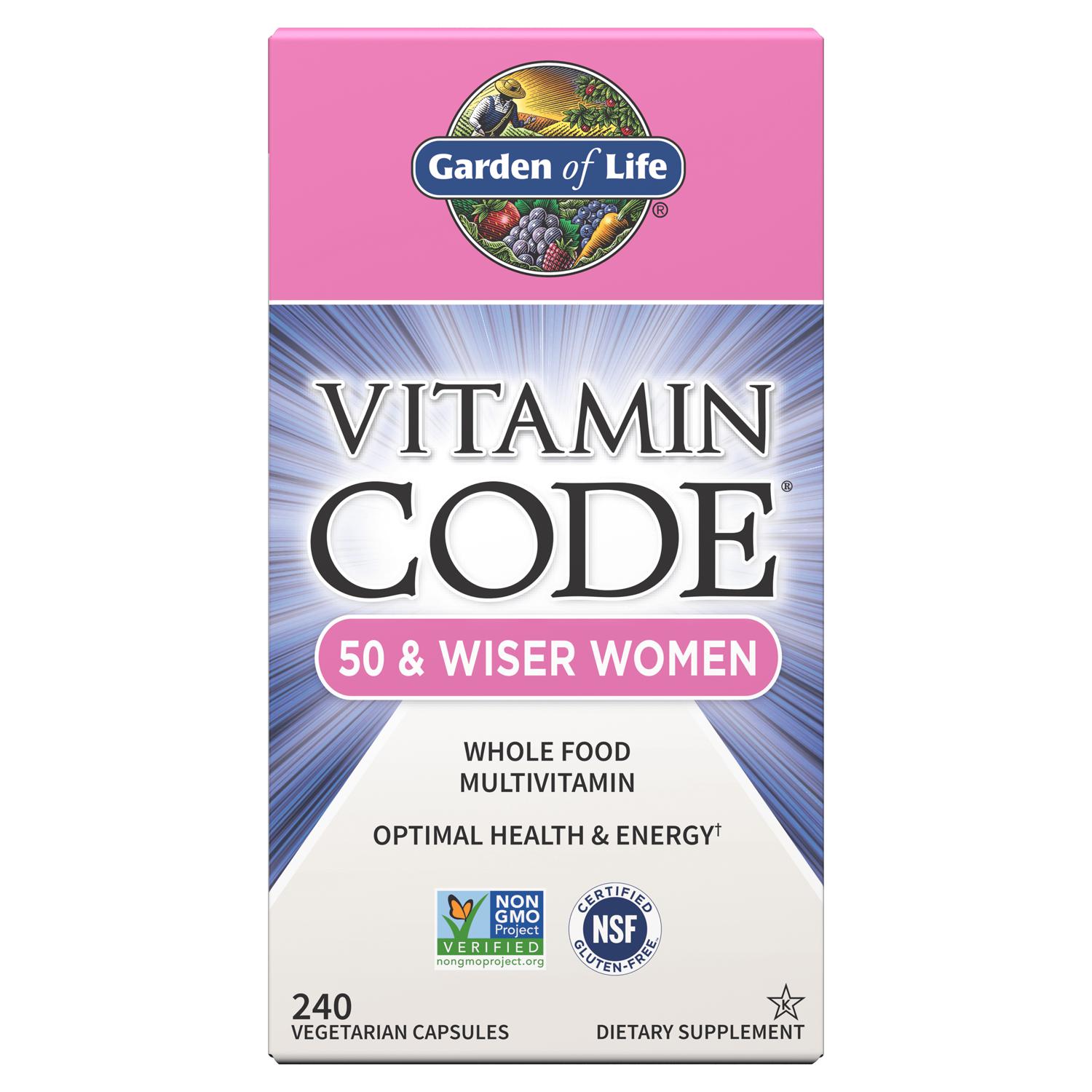 Vitamin Code 50 & Wiser Women Whole Food Multivitamin - 240 Veg Capsules