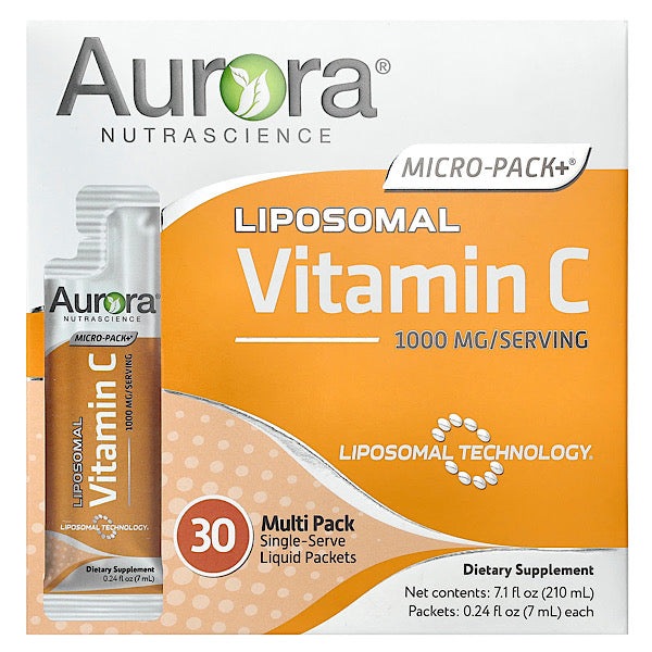Aurora Nutrascience, Micro-Pack+ Liposomal Vitamin C, 1,000 mg, 30 Single-Serve Liquid Packets, 0.24 fl oz