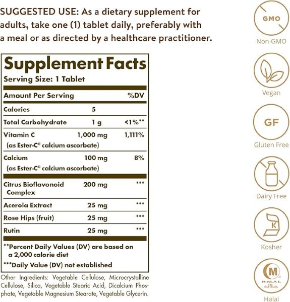 Solgar, Ester-C, 1000mg Vitamin C, 60 Tablets