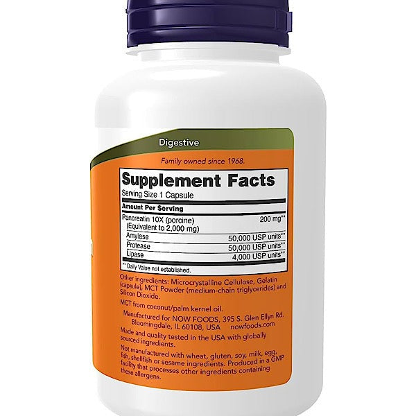 Now Foods, Pancreatin 10x 200 mg, 250 Capsules