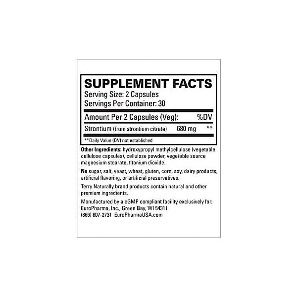 Terry Naturally Strontium 680 mg, 60 capsules