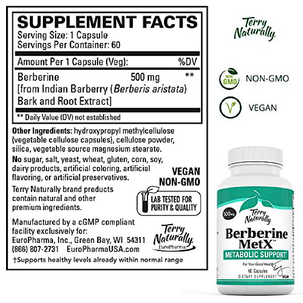 Terry Naturally Berberine 500 mg - 60 capsules