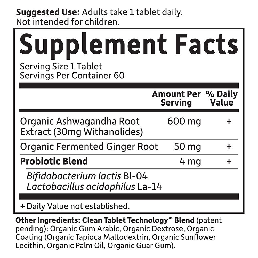 Organics, Ashwagandha, 60 Vegan Tablets