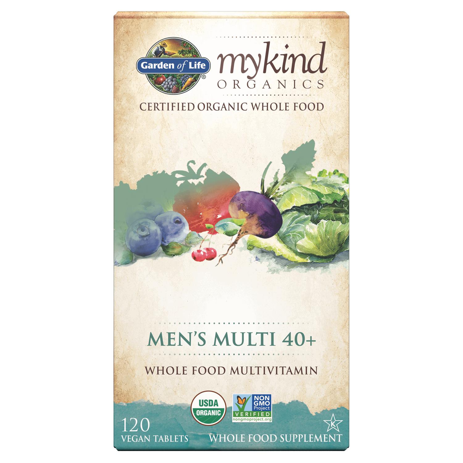 mykind Organics Men's Multi 40+ Whole Food Multivitamin, 120 Vegan Tablets