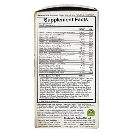 Organics, Men's Once Daily, Whole Food Multivitamin, 60 Vegan Tablets